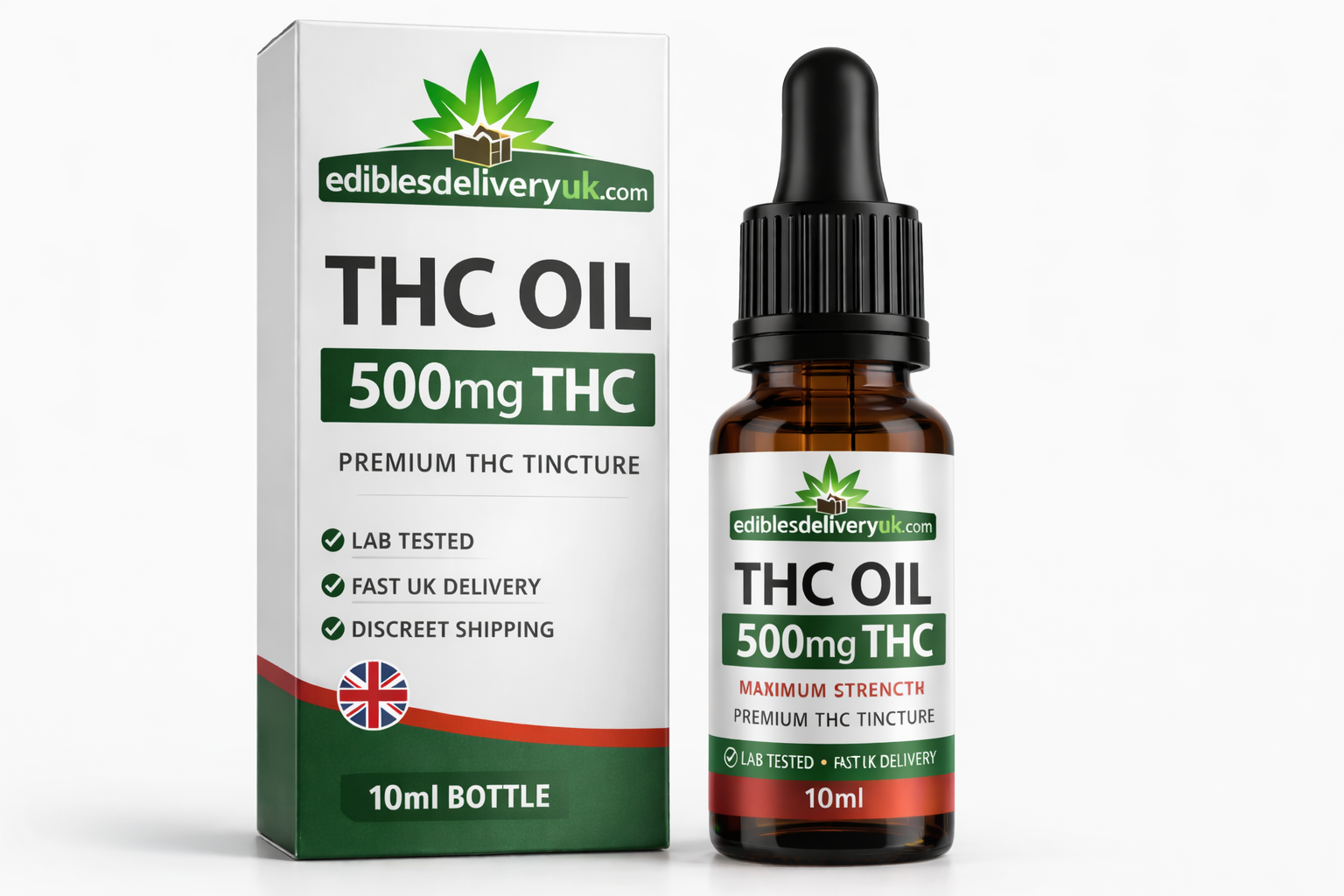 500mg THC Oil UK Premium Tincture 500mg THC oil UK premium cannabis tincture bottle
