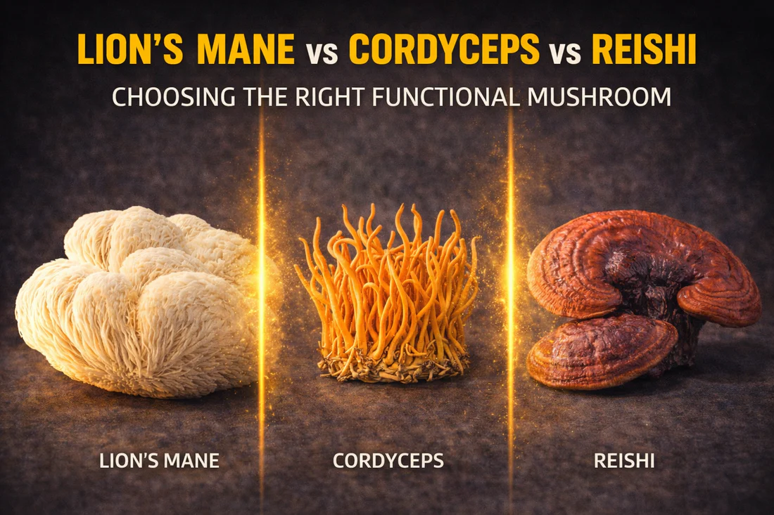Reishi vs Lion's Mane functional mushroom comparison